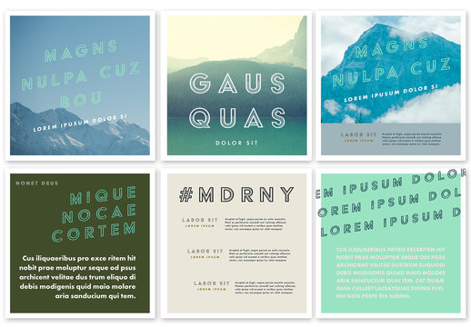 Social Media Post Layout Set with Green Tones and Bold Typography