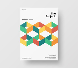 Amazing business presentation vector A4 vertical orientation front page mock up. Modern corporate report cover abstract geometric illustration design layout. Company identity brochure template.