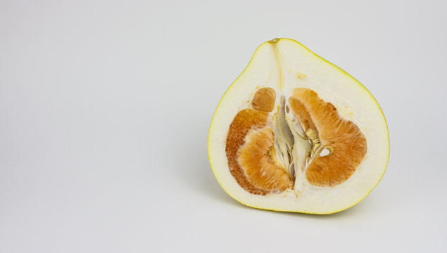 Pamela fruit on a white background. Place for text