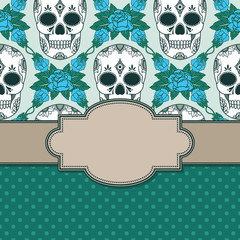 Vector vintage frame with skulls and text place