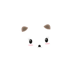 Kawaii cute face little baby panda. Flat logo cartoon