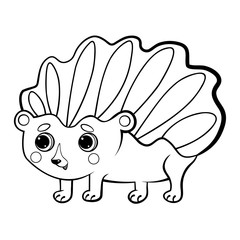 Coloring page outline of cute cartoon hedgehog. Vector image isolated on white background. Coloring book of forest wild animals for kids