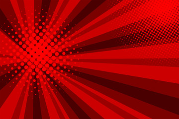 Comic red sunbeam background Retro pop art style cartoon