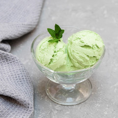 Green organic avocado ice cream