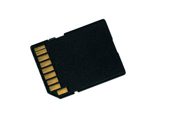 black sd flash memory card isolate on white background