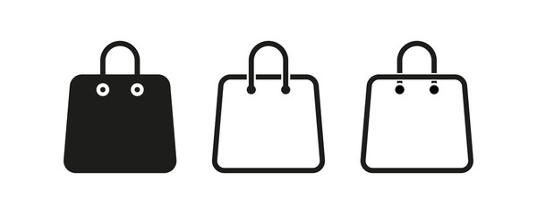Bag shopping vector isolated icons collection. Line shopping bag icon. Eco bag icon.