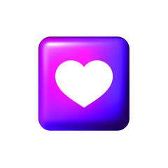 heart icon, square button vector image eps