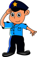  illustration of cartoon design police male white background