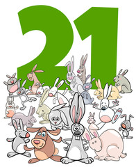 number twenty one and cartoon rabbits group