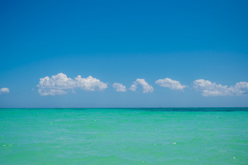 Fototapeta na wymiar Wonderful Tropical Sunny Day View at the Caribbean, Mexico