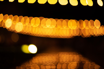 Bokeh effect  with warm light on a dark background