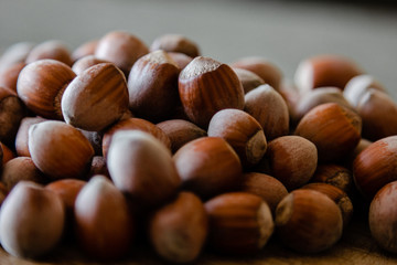 Fototapeta premium Stack of hazelnuts