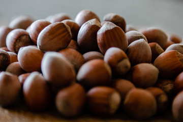 Stack of hazelnuts