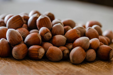 Stack of hazelnuts
