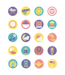 ramadan icons set, block style