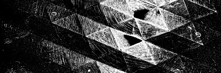 Obraz premium Distress cracks and stains used texture. Grunge rough dirty background. Shabby black cracked marble. Overlay aged dirty grainy pattern. Tie background. Empty ultra-wide aging design element.