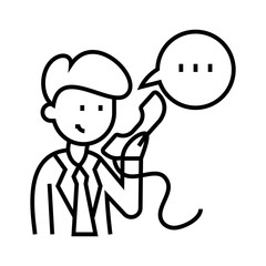 Telephone conversation line icon, concept sign, outline vector illustration, linear symbol.
