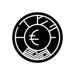 Money division black icon, concept illustration, vector flat symbol, glyph sign.