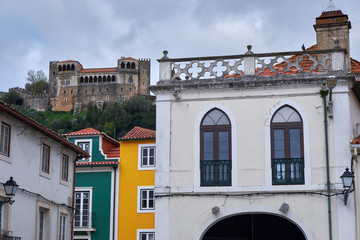 Fototapeta na wymiar Portugal, Leiria, view of the old medieval castle from a downtown street