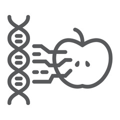 Synthetic biology line icon, technology and genetic, dna with apple sign, vector graphics, a linear pattern on a white background, eps 10.