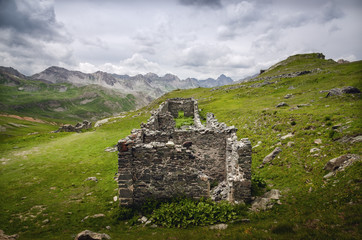 old military barracks ruins from the first wolrd war on the path to Rocca la Meja, one of the most...