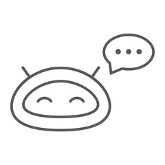 Chatbot thin line icon, technology and bot, chatterbot sign, vector graphics, a linear pattern on a white background, eps 10.