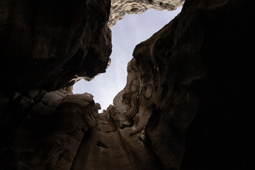 Sky over open cave