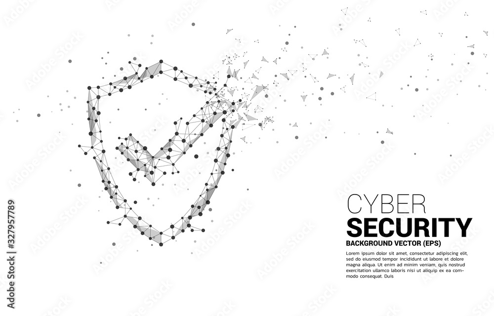 Poster Protection shield icon from dot connect line polygon network. concept of guard security and safety