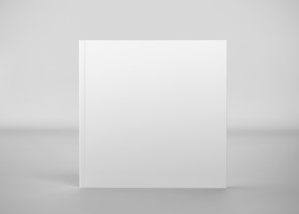 White Soft Cover Square Book Mockup, Blank notebook, 3d rendering isolated on light gray background, ready for your design