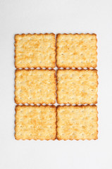 Delicious baked square cookies laid on the table