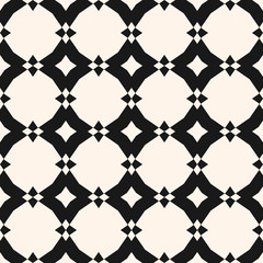 Vector geometric ornament. Seamless pattern with star shapes, rhombuses, grid, lattice, mesh, net, repeat tiles. Elegant black and white texture oriental style. Simple abstract background design