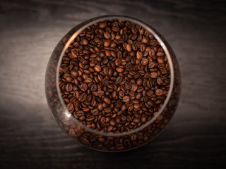 coffee beans in glass vases