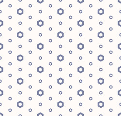 Abstract geometric seamless pattern in pastel colors, white and pale blue. Simple texture with small linear hexagons. Modern repeat minimalist background. Design for decor, gift paper. Stock vector