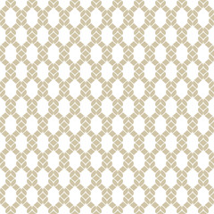 Vector golden mesh pattern. Simple abstract gold and white geometric seamless background. Nautical texture with fishnet, ropes, knitting, thread, grid, lattice, fabric, net. Repeatable design element