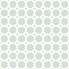 Vector ornamental seamless pattern with star shapes, grid, lattice, net, repeat geometric tiles. Subtle ornament in Moroccan style. Abstract floral background in pastel colors, light green and white
