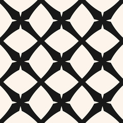 Grid vector seamless pattern. Abstract geometric monochrome texture with diagonal cross lines, net, mesh, lattice, grill. Simple black and white graphic background. Repeat design for print, decoration