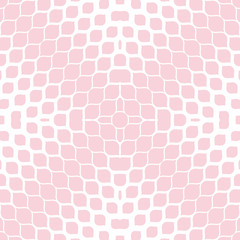Vector halftone texture. Abstract geometric seamless pattern with gradient transition effect, small ovate shapes, petals, leaves. Pink and white minimal repeat background. Elegant fashionable design
