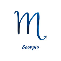 Obraz premium Watercolor Scorpio sign. Hand drawn illustration is isolated on white. Painted zodiac sign is perfect for astrologer, astrological forecast, horoscope background, tattoo design