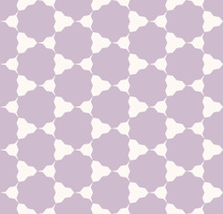 Vector geometric seamless pattern. Simple abstract minimalist background texture with triangles, hexagons, grid, net. Lilac and white color. Cute minimalist repeat design for decor, wallpapers, cloth