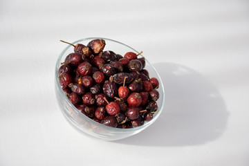 Rosehip in a glass bowl
