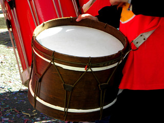 Handmade musical instruments in small form. Drum.                