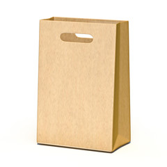 Brown paper carry bag 3D