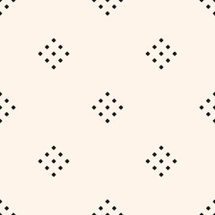 Vector geometric texture with small diamond shapes, tiny rhombuses, squares, dots. Abstract minimalist modern seamless pattern. Simple minimal monochrome background. Repeat design for decor, website