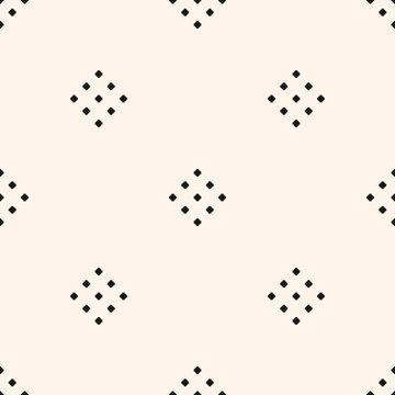 Vector geometric texture with small diamond shapes, tiny rhombuses, squares, dots. Abstract minimalist modern seamless pattern. Simple minimal monochrome background. Repeat design for decor, website