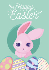 Obraz na płótnie Canvas Happy easter rabbit with eggs vector design