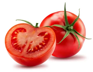 Foto op Canvas tomato with half of tomato isolated on a white background © Iurii Kachkovskyi