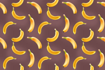 seamless colorful pattern with bananas on a brown background