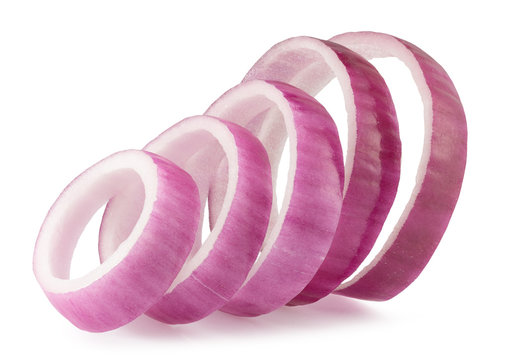 purple onion rings isolated on a white background