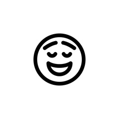 Relieved Happy Deep Breath Emoticon Icon Vector Illustration. Outline Style.
