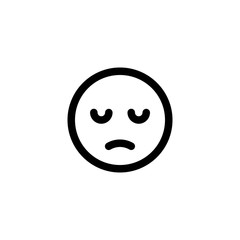 Sad Emoticon Icon Vector Illustration. Outline Style.